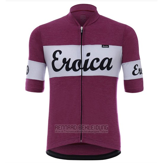 2018 Fahrradbekleidung Eroica Vino Dunkel Rot Trikot Kurzarm und Tragerhose